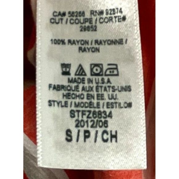 Splendid Orange/Coral, White, Tan Stripe Top, size small, 100% rayon - Picture 7 of 8